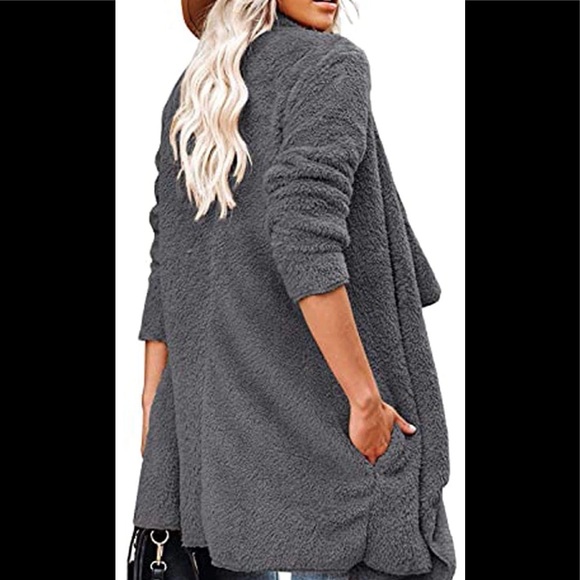 Gray Shearling Fur Jacket Coat - Picture 2 of 3